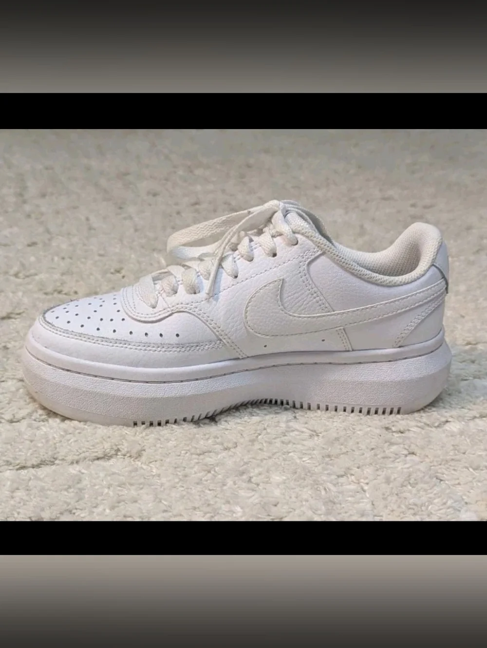 Nike Court Vision Alta LTR Women's Size 7 Triple White Sneakers